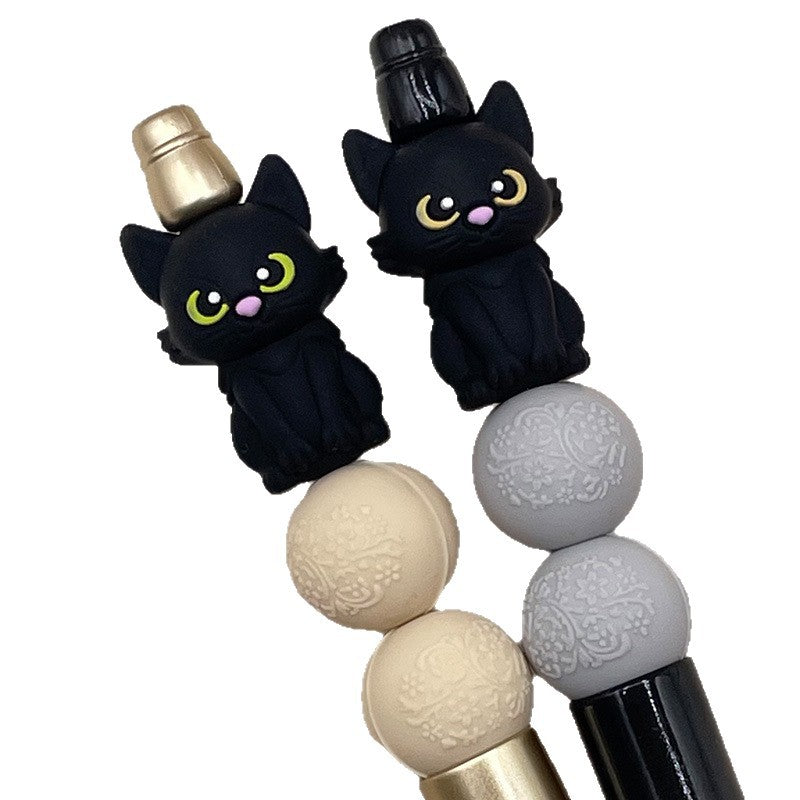 Wholesale  20pcs/pack 3D Silicone Teething Beads Black Cat Beads
